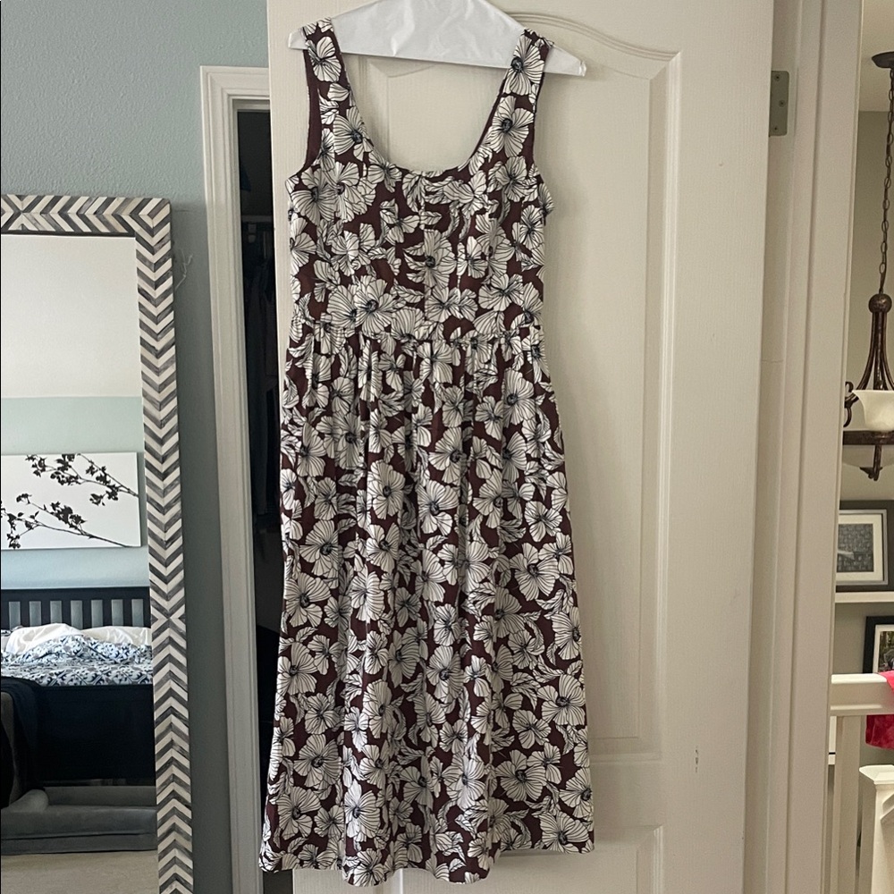 Joie Brown and White Floral Midi Dress